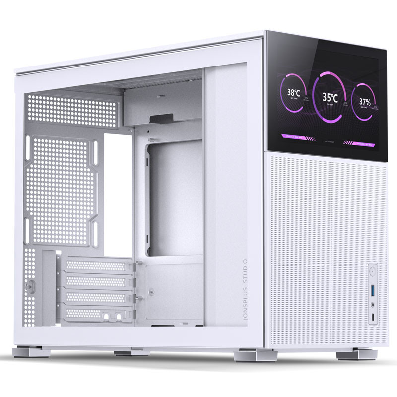 JONSBO D31 Mesh SC WHITE Micro-ATX Computer Case with HD-LCD